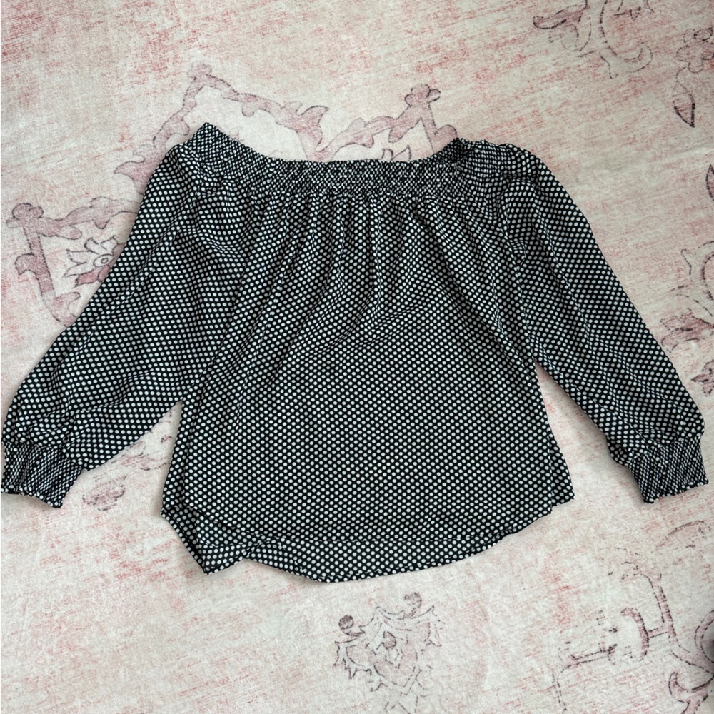 Express Black and White Polka Dot Blouse